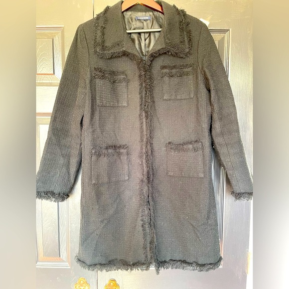 Boston Proper Tweed Black Long Jacket size M - Picture 1 of 12